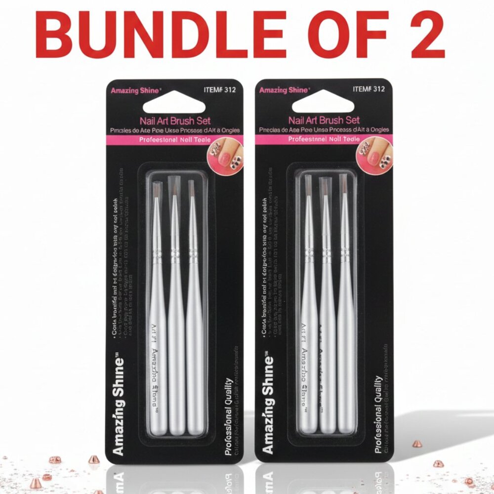 Amazing Shine Nail Art Brush Bundle 6 Precision Brushes Perfect for Acrylic Gel